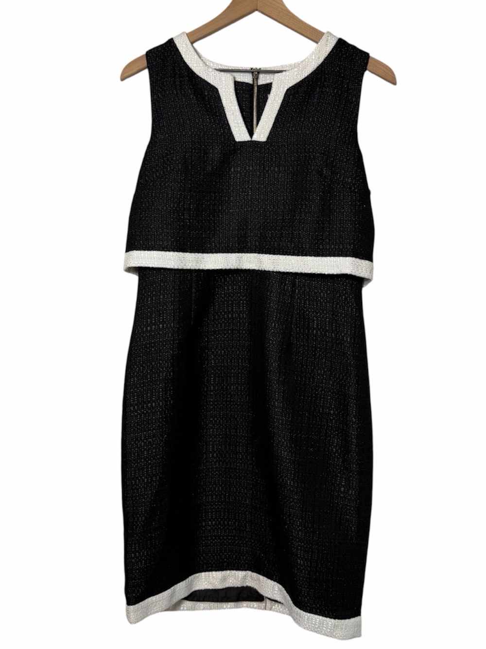 Karl Lagerfeld Paris Black Ivory Tweed Sheath Dress Size 8 NWT